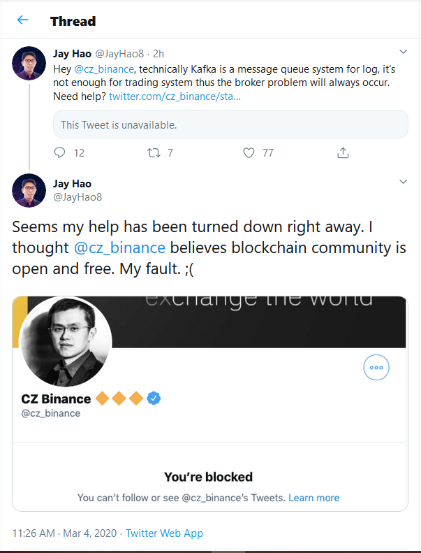CZ Blocked CEO of OKEx on Twitter as Soon as Binance Hints at System Pause. Here is why