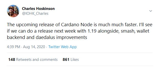 Upcoming Release of Cardano Node Is Much Faster –Charles Hoskinson