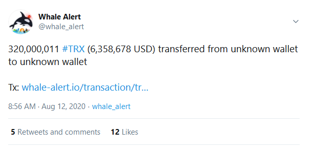 Crypto Whale Successively Moved 2 Billion TRX in 4 Batches