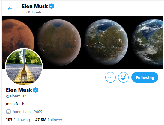 Elon Musk Just Changed His Twitter Bio To “meta for k”, Is He Really Trolling Cardano (ADA)?