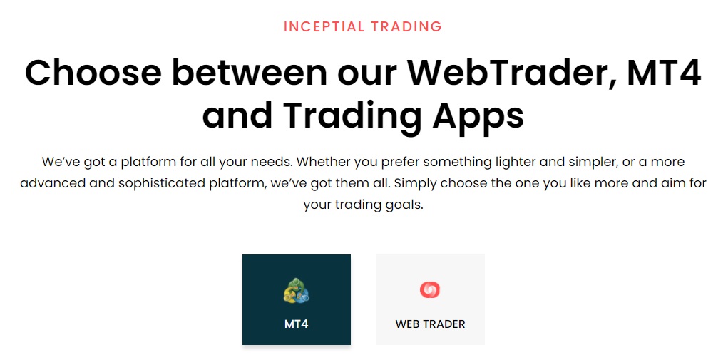inceptial.com Trading platforms