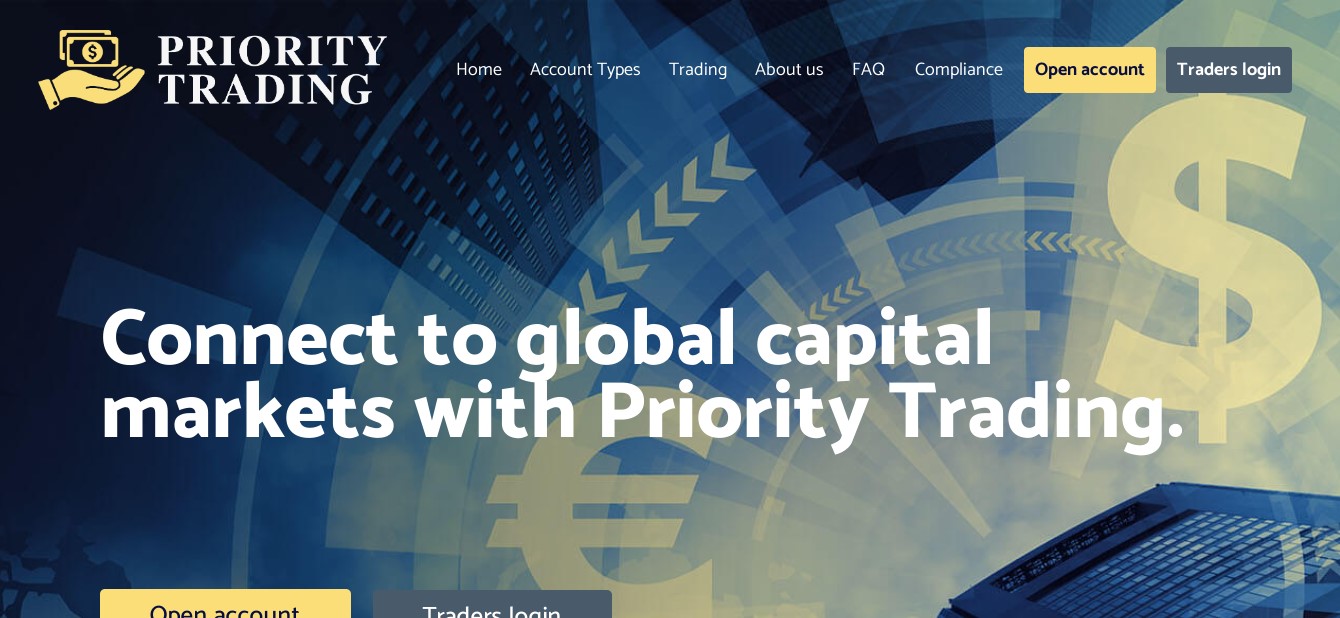 Priority Trading homepage