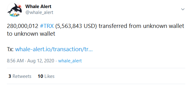 Crypto Whale Successively Moved 2 Billion TRX in 4 Batches