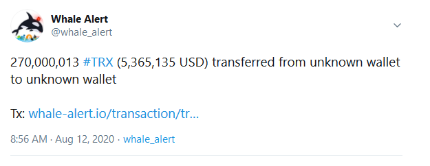 Crypto Whale Successively Moved 2 Billion TRX in 4 Batches