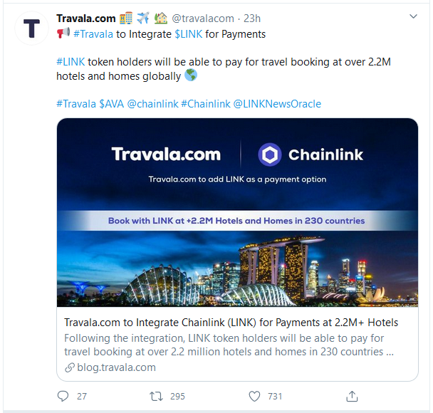 Chainlink (LINK) Now Available To Users in Over 2.2M Hotels and Homes