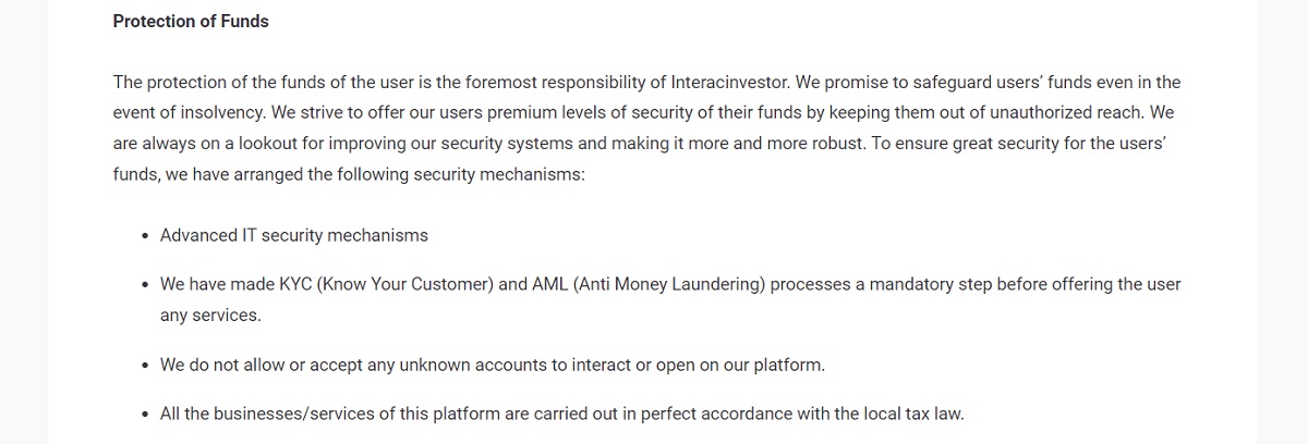 Interacinvestor Advanced security measures