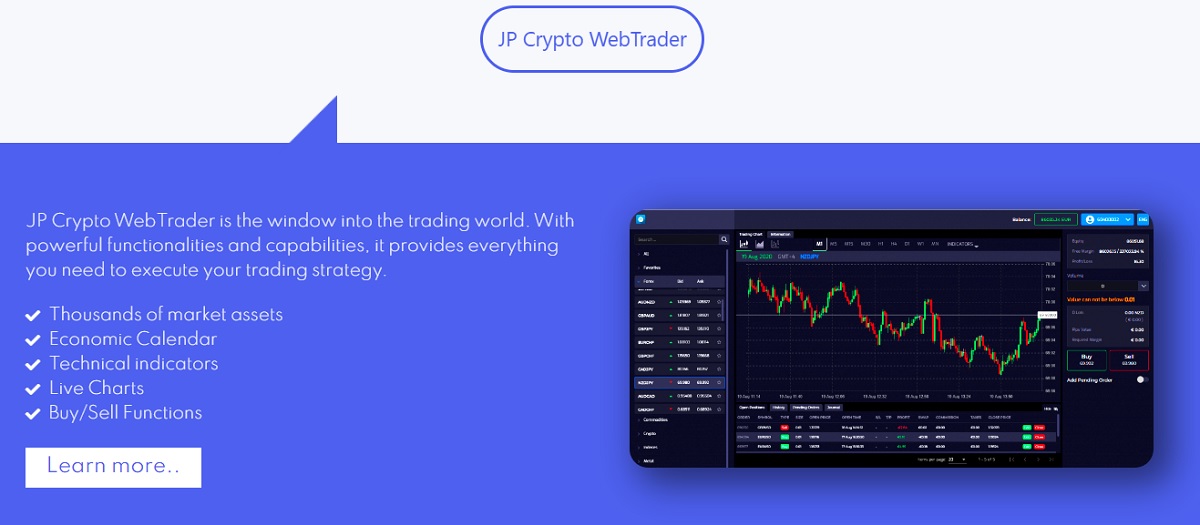 JP Crypto trading platform