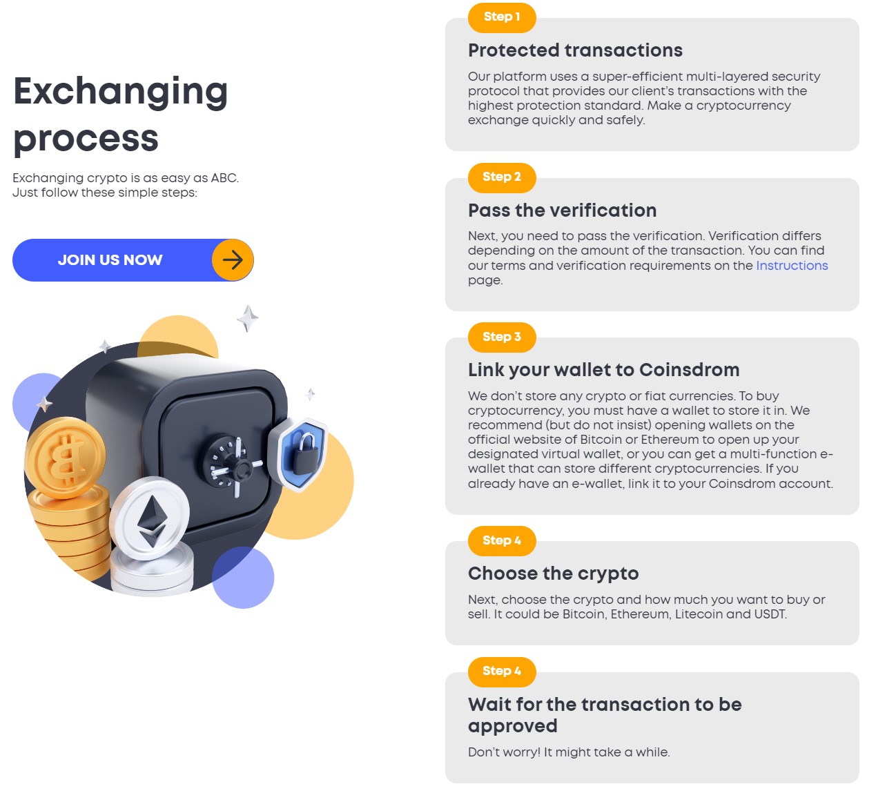 Coinsdrom Exchange process